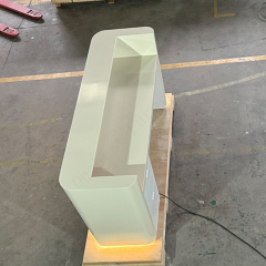 Backlit Beige Color Artificial Stone Corian Hotel Spa Reception Desk