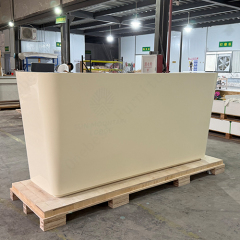 Backlit Beige Color Artificial Stone Corian Hotel Spa Reception Desk