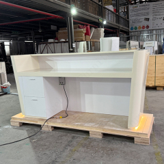 Backlit Beige Color Artificial Stone Corian Hotel Spa Reception Desk