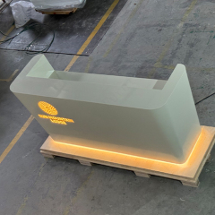 Backlit Beige Color Artificial Stone Corian Hotel Spa Reception Desk
