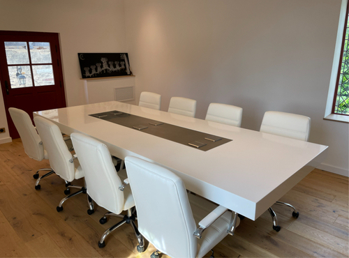 Paris Office Room Furniture Corian Solid Surface Meeting Room Table with Wheels