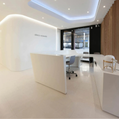 Eye Clinic Reception Desk Chairs U Shape Computer Counter with Doors
