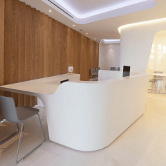 Eye Clinic Reception Desk Chairs U Shape Computer Counter with Doors