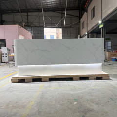 LED White Carrara Marble and Corian Stone Reception Desks for Hall