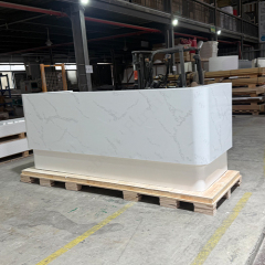 LED White Carrara Marble and Corian Stone Reception Desks for Hall