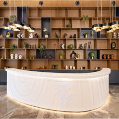 3D Engraved Corian Acrylic and Fiberglass Lighted Reception Desk Desk