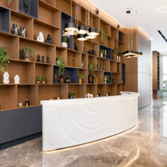 3D Engraved Corian Acrylic and Fiberglass Lighted Reception Desk Desk