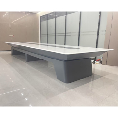 White Corian Table Top Wooden Conference Table Base for 10 Seaters