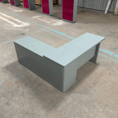 L-Shape Corian and Wood Executive CEO Office Desk and Closet