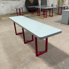 Grey Corian Table Top Stainless Steel Foldable Conference Table with Soft Edges