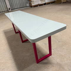 Grey Corian Table Top Stainless Steel Foldable Conference Table with Soft Edges