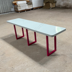 Grey Corian Table Top Stainless Steel Foldable Conference Table with Soft Edges