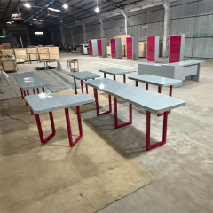 Grey Corian Table Top Stainless Steel Foldable Conference Table with Soft Edges