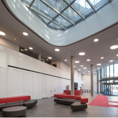 Red Corian Stone Office Reception Desk Projects for Fitness Studio