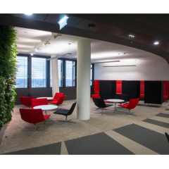 Red Corian Stone Office Reception Desk Projects for Fitness Studio