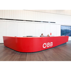 Red Corian Stone Office Reception Desk Projects for Fitness Studio