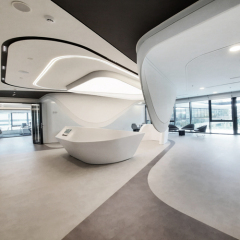 12MM Corian Solid Surface Reception Desk Set for Healthcare Studio