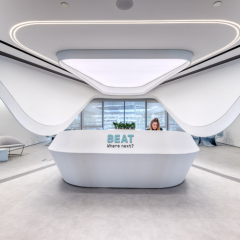 12MM Corian Solid Surface Reception Desk Set for Healthcare Studio