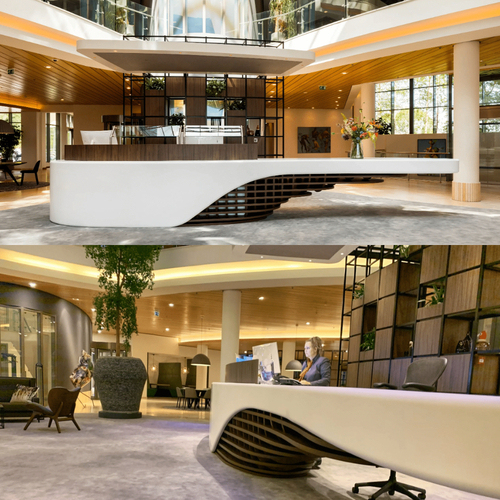 Marriott Hotel Solid Surface and Wood Reception Table Led Front Desk