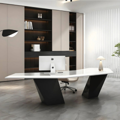 White and Black Solid Surface Basic Office Desk Home Computer Tables