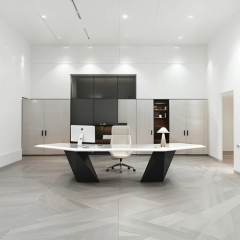 White and Black Solid Surface Basic Office Desk Home Computer Tables
