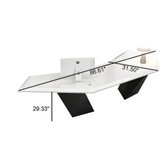 White and Black Solid Surface Basic Office Desk Home Computer Tables