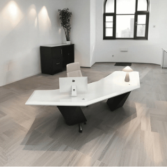 White and Black Solid Surface Basic Office Desk Home Computer Tables
