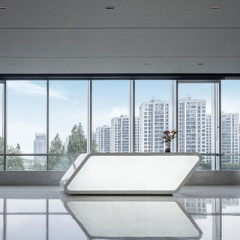 Office Counter Backlit Translucent Stone Reception Desk for Salesroom