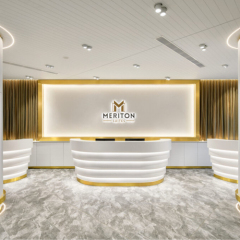 Jewelry Store Solid Surface Reception Lobby Desk Table With LED