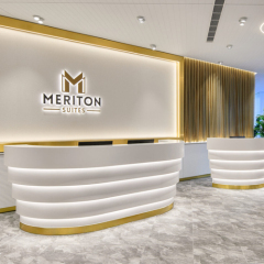 Jewelry Store Solid Surface Reception Lobby Desk Table With LED