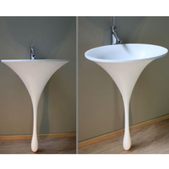Wall Mounted Durable Solid Surface Vanity Sink Hotel Bathroom Furniture