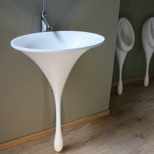 Wall Mounted Durable Solid Surface Vanity Sink Hotel Bathroom Furniture