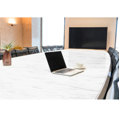 Boat Shape Meeting Table Top Portable Conference Table with Chairs