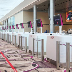 Solid Surface Security Check-in Counter Modern Reception Desk for Airport