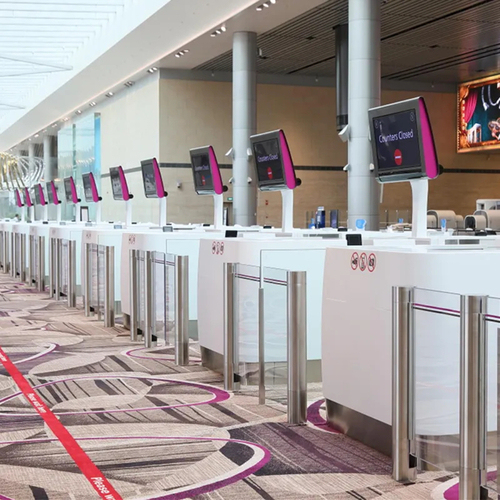 Solid Surface Security Check-in Counter Modern Reception Desk for Airport