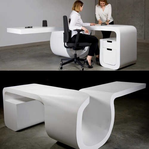 Hi-macs Solid Surface Executive Office Desk Table Sets for CEO