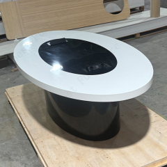 Mini Size 6 Person Boardroom Tables Oval Solid Surface Conference Table