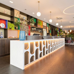 LG HIMACS Solid Surface Marble Information Counter Led Hotel Desk Reception