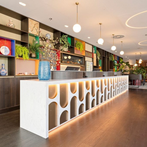 LG HIMACS Solid Surface Marble Information Counter Led Hotel Desk Reception