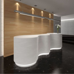 Tailored Solid Surface Reception Table Led Wave Shape Front Counter Vendor