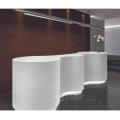 Tailored Solid Surface Reception Table Led Wave Shape Front Counter Vendor