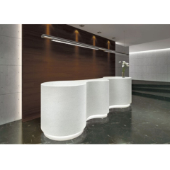 Tailored Solid Surface Reception Table Led Wave Shape Front Counter Vendor