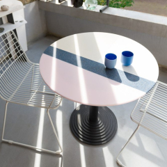 Modern Solid Surface Round Table Top Marble Stone Dining Table Set