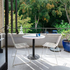 Modern Solid Surface Round Table Top Marble Stone Dining Table Set