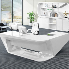 Fashionable Solid Surface Office Desk L Shape Stone CEO Office Tables