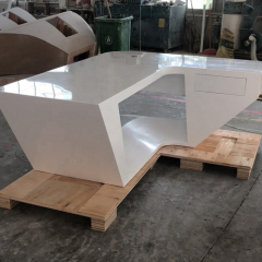 Fashionable Solid Surface Office Desk L Shape Stone CEO Office Tables