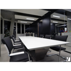 Smooth Solid Surface Table Top T Shape Design Conference Table Chairs