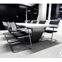 Smooth Solid Surface Table Top T Shape Design Conference Table Chairs