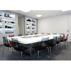 Trapezoid Shape Design Negotiation Conference Table with Metal Base