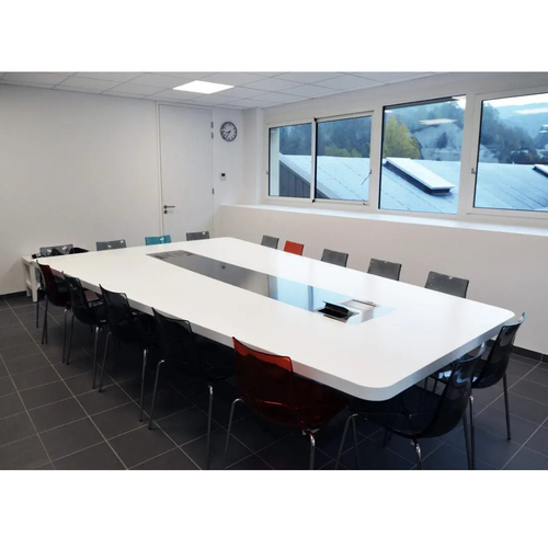 Trapezoid Shape Design Negotiation Conference Table with Metal Base